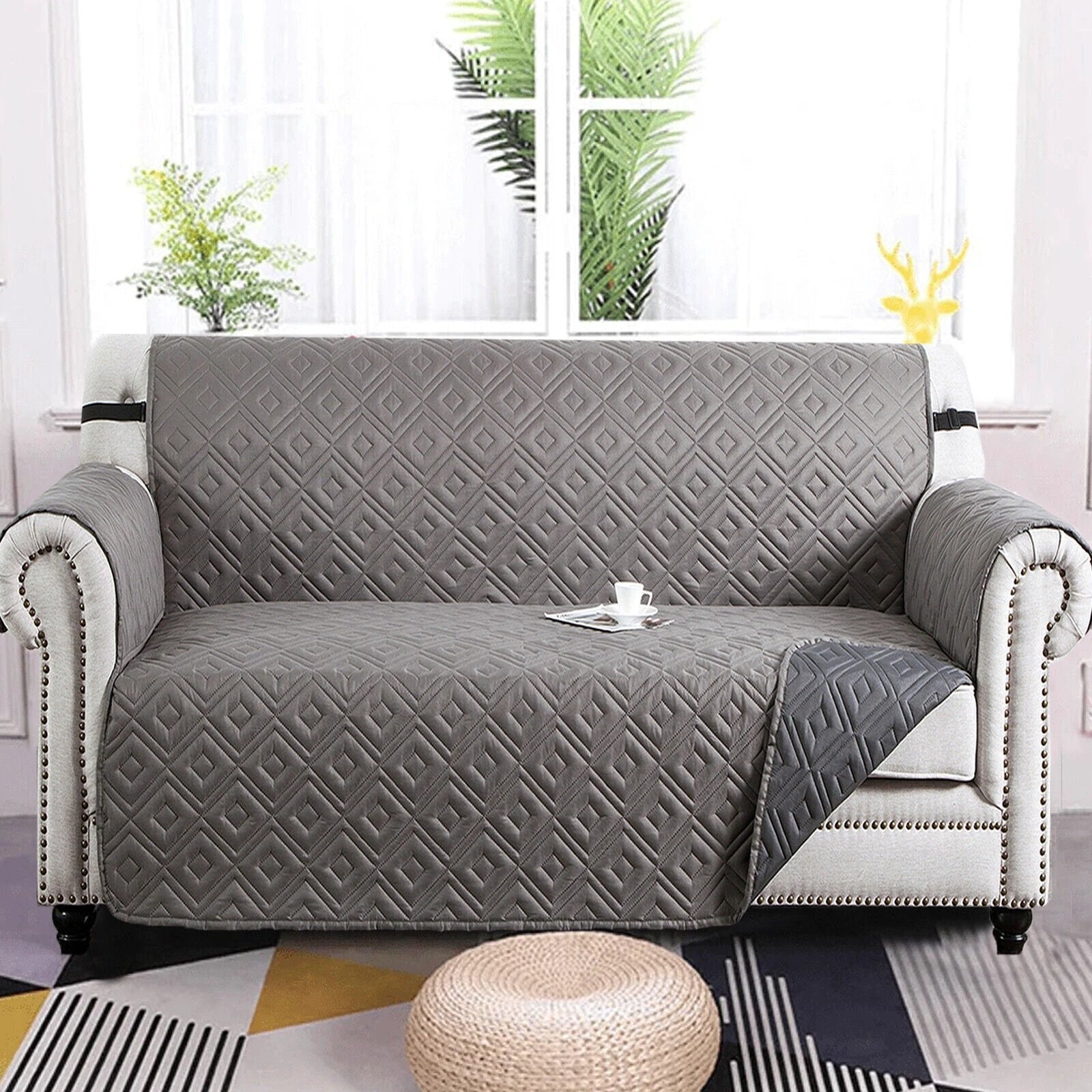 Quilted Sofa Cover Pet Protector Throw Waterproof Sofa Slip Covers 1/2/3 Settee Bowlift by Bowlift