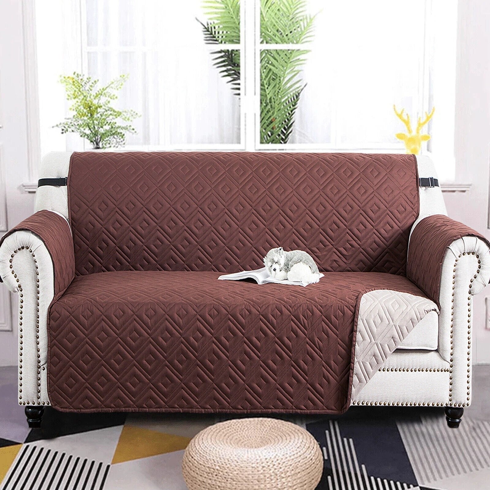 Quilted Sofa Cover Pet Protector Throw Waterproof Sofa Slip Covers 1/2/3 Settee Bowlift by Bowlift