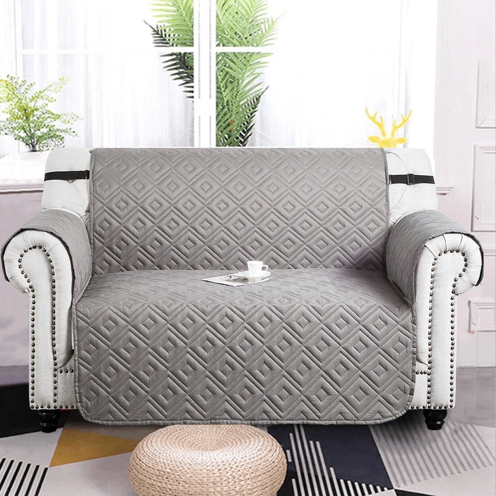 Quilted Sofa Cover Pet Protector Throw Waterproof Sofa Slip Covers 1/2/3 Settee Bowlift by Bowlift
