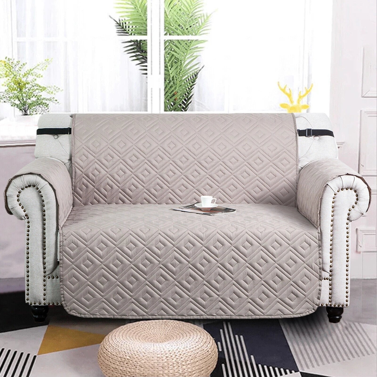 Quilted Sofa Cover Pet Protector Throw Waterproof Sofa Slip Covers 1/2/3 Settee Bowlift by Bowlift