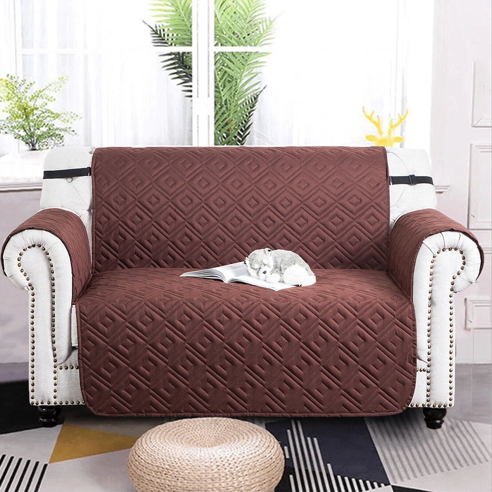 Quilted Sofa Cover Pet Protector Throw Waterproof Sofa Slip Covers 1/2/3 Settee Bowlift by Bowlift