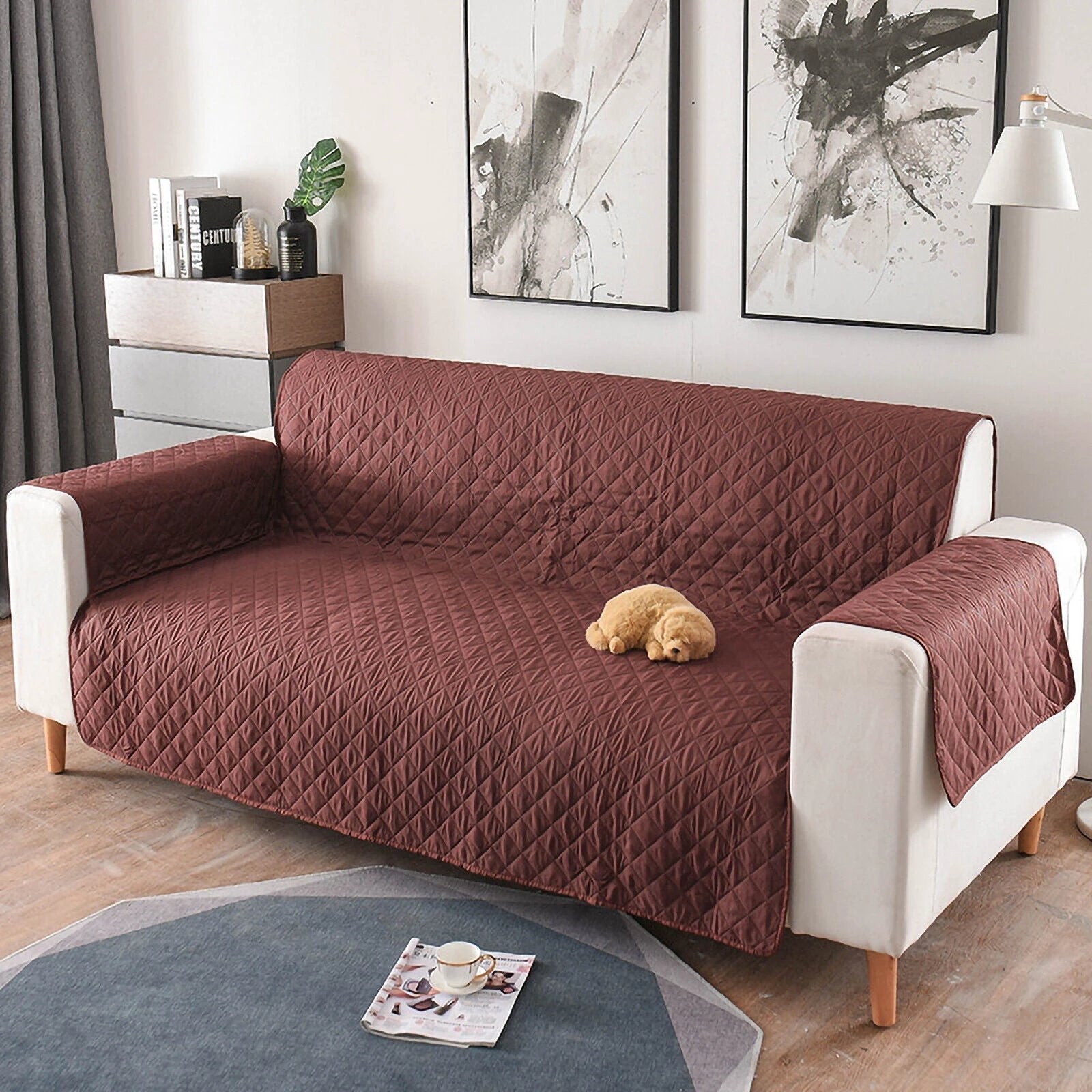 1/2/3 Seater Pet Sofa Protector Cover Quilted Couch Covers Lounge Slipcover Bowlift by Bowlift