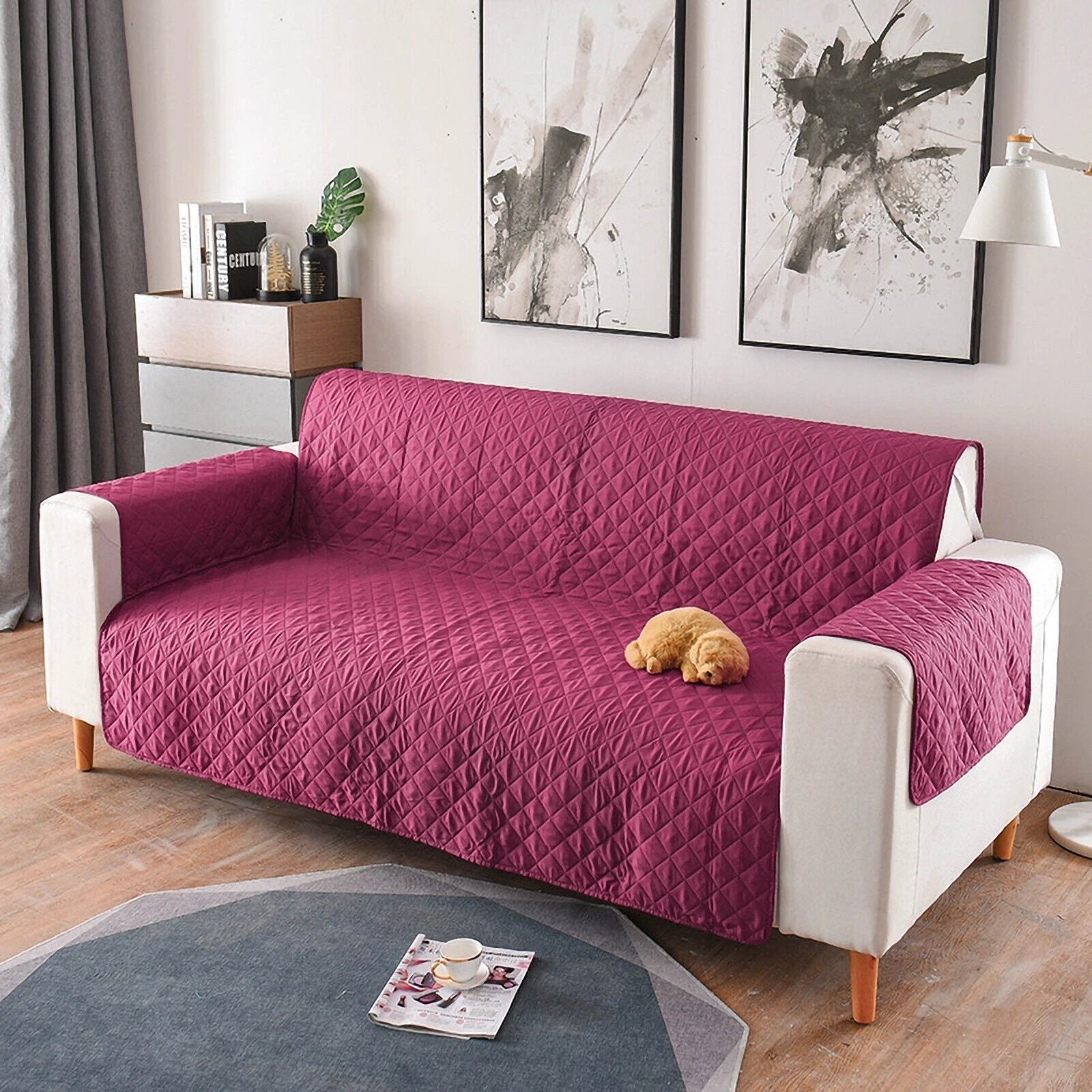 1/2/3 Seater Pet Sofa Protector Cover Quilted Couch Covers Lounge Slipcover Bowlift by Bowlift