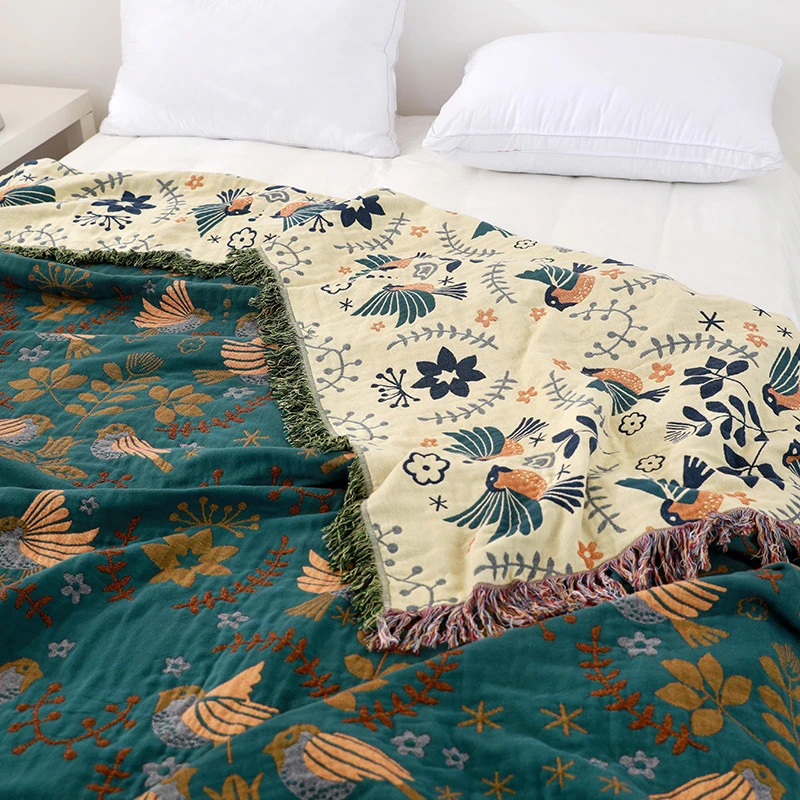 Premium Reversible Scandinavian Bird Throw Blanket - Extra Soft Bowlift by Bowlift