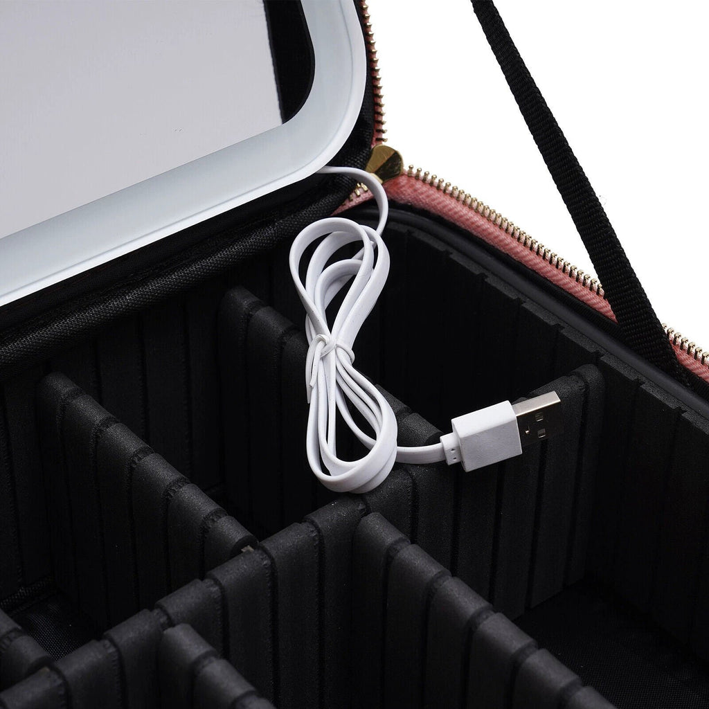 Travel Makeup Case with LED Light & Mirror Portable Bowlift by Bowlift