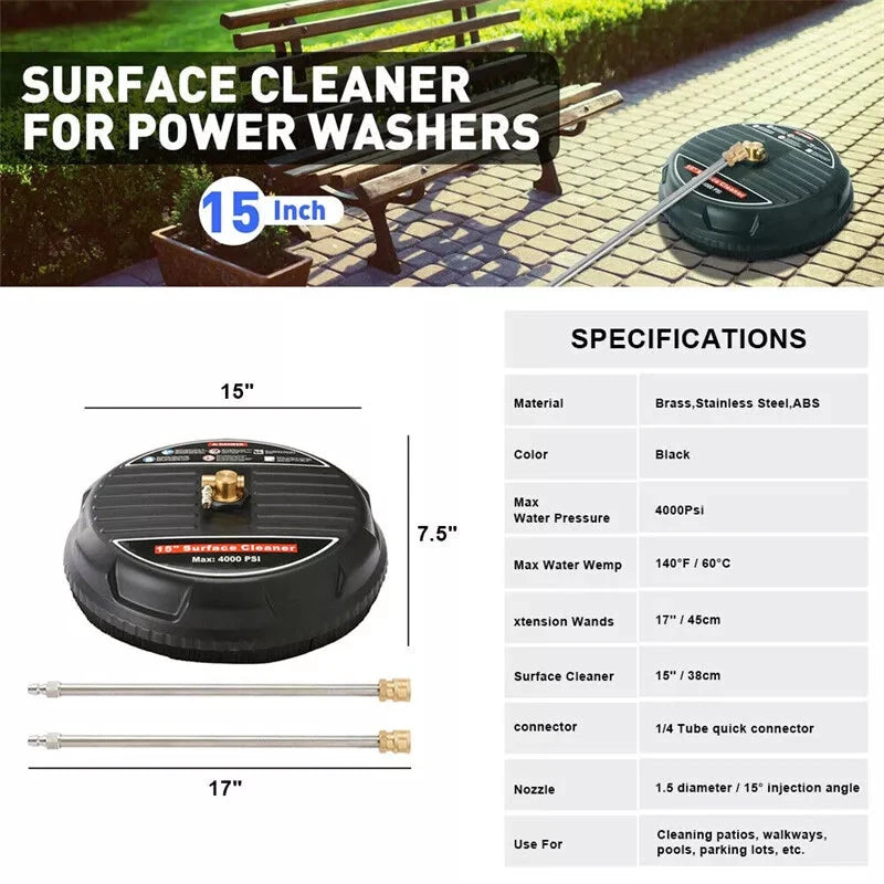 15 INCH SURFACE CLEANER PRESSURE WASHER - EASY INSTANT SETUP Bowlift by Bowlift