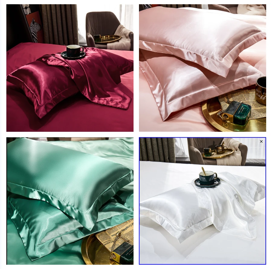 1/2PCS Soft Pillowcase Silk Satin Pillow cases Home Decor Bedding Cushion Covers Bowlift by Bowlift