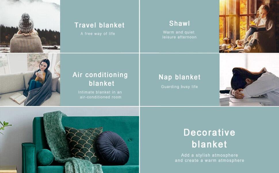 Boho Knit Blanket Throw Tassel Plaid Travel Throw Large Blankets For Sofa Bed Bowlift by Bowlift