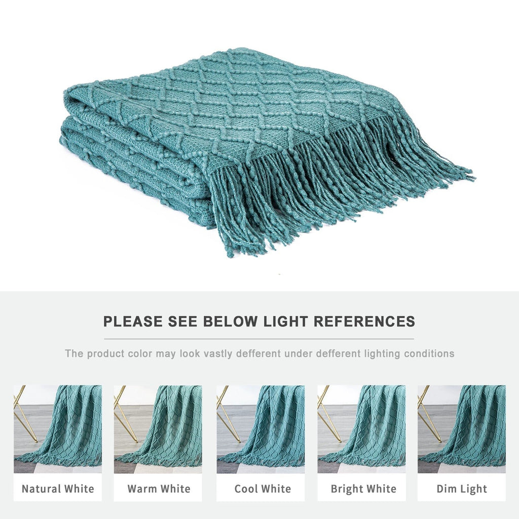 Boho Knit Blanket Throw Tassel Plaid Travel Throw Large Blankets For Sofa Bed Bowlift by Bowlift