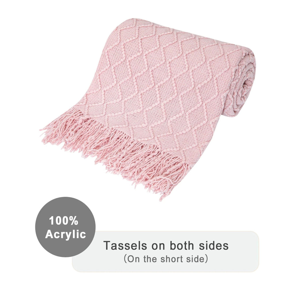 Boho Knit Blanket Throw Tassel Plaid Travel Throw Large Blankets For Sofa Bed Bowlift by Bowlift