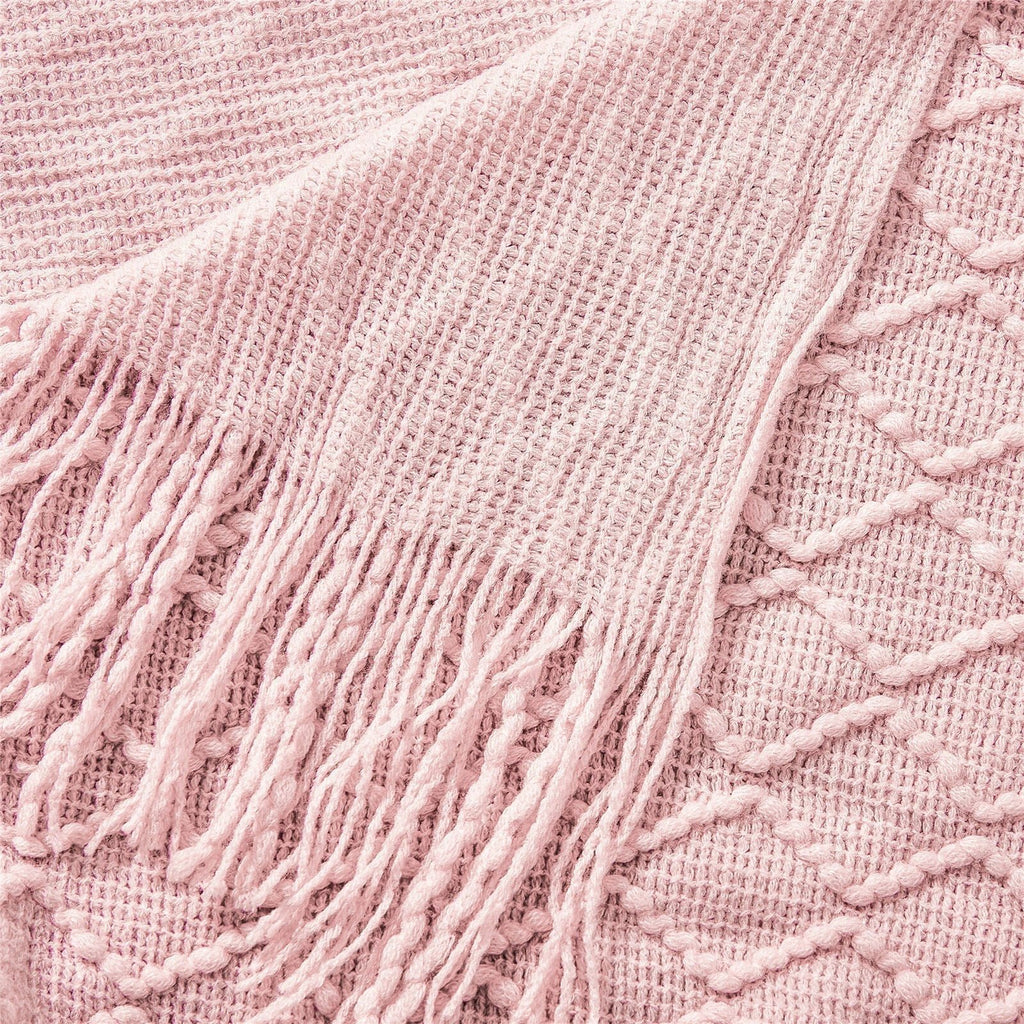 Boho Knit Blanket Throw Tassel Plaid Travel Throw Large Blankets For Sofa Bed Bowlift by Bowlift