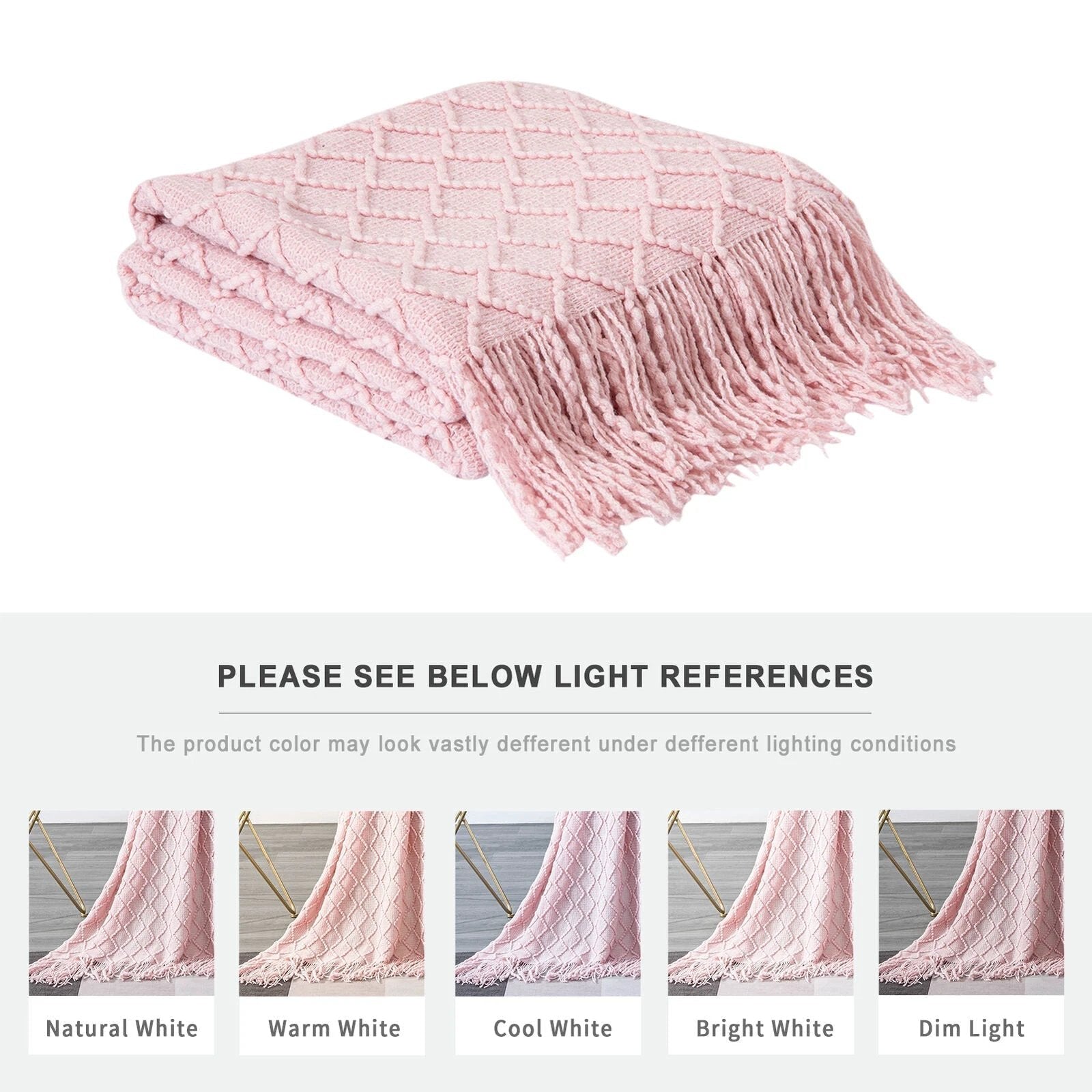 Boho Knit Blanket Throw Tassel Plaid Travel Throw Large Blankets For Sofa Bed Bowlift by Bowlift