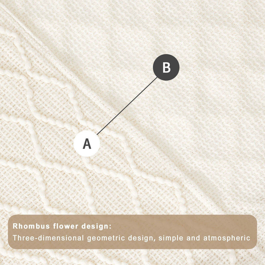 Boho Knit Blanket Throw Tassel Plaid Travel Throw Large Blankets For Sofa Bed Bowlift by Bowlift