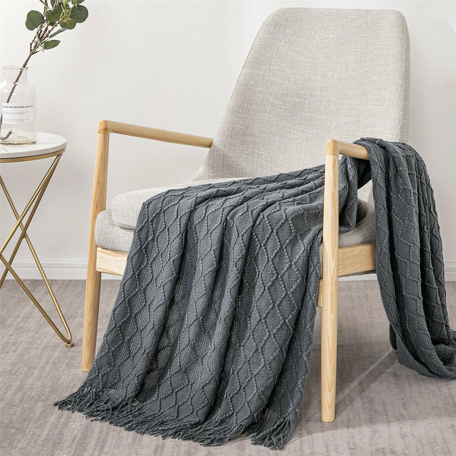 Boho Knit Blanket Throw Tassel Plaid Travel Throw Large Blankets For Sofa Bed Bowlift by Bowlift