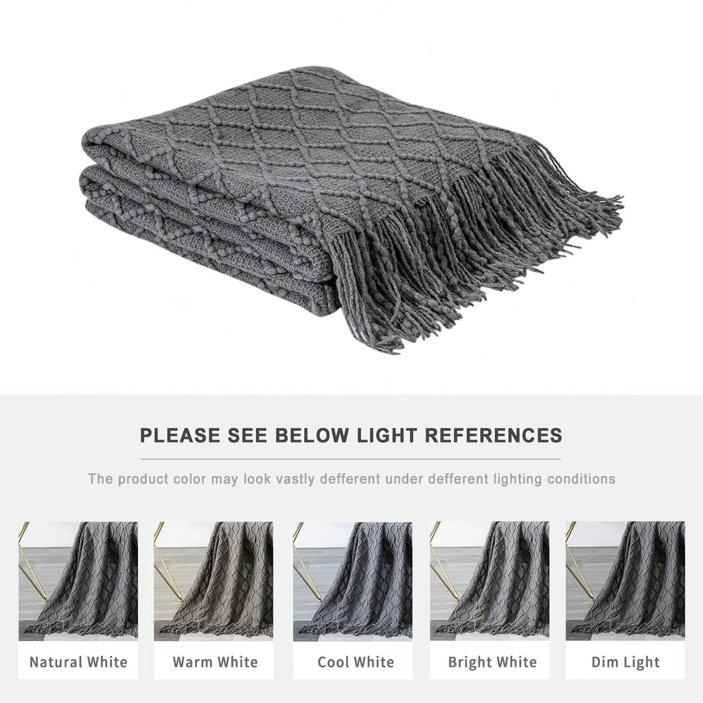 Boho Knit Blanket Throw Tassel Plaid Travel Throw Large Blankets For Sofa Bed Bowlift by Bowlift