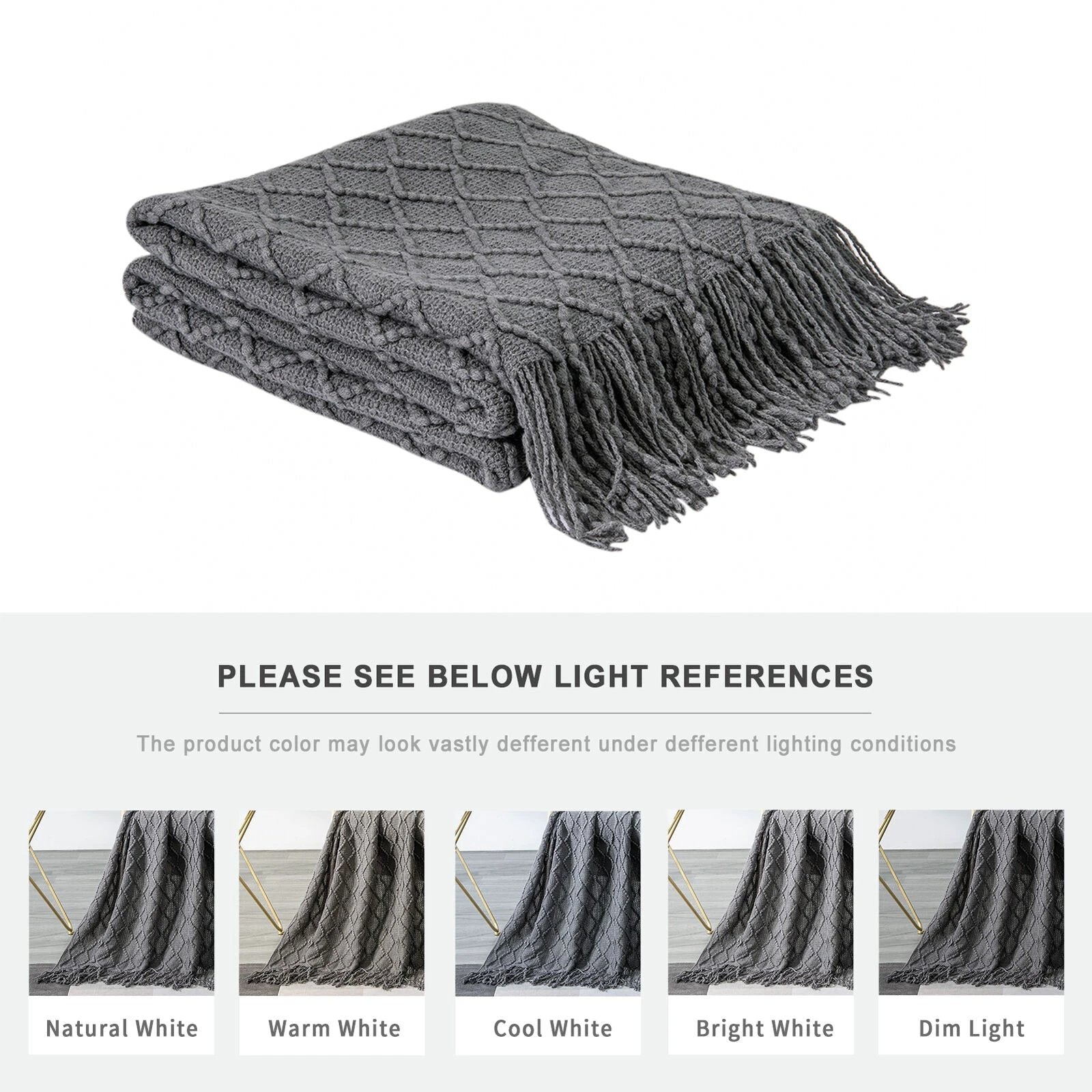 Boho Knit Blanket Throw Tassel Plaid Travel Throw Large Blankets For Sofa Bed Bowlift by Bowlift