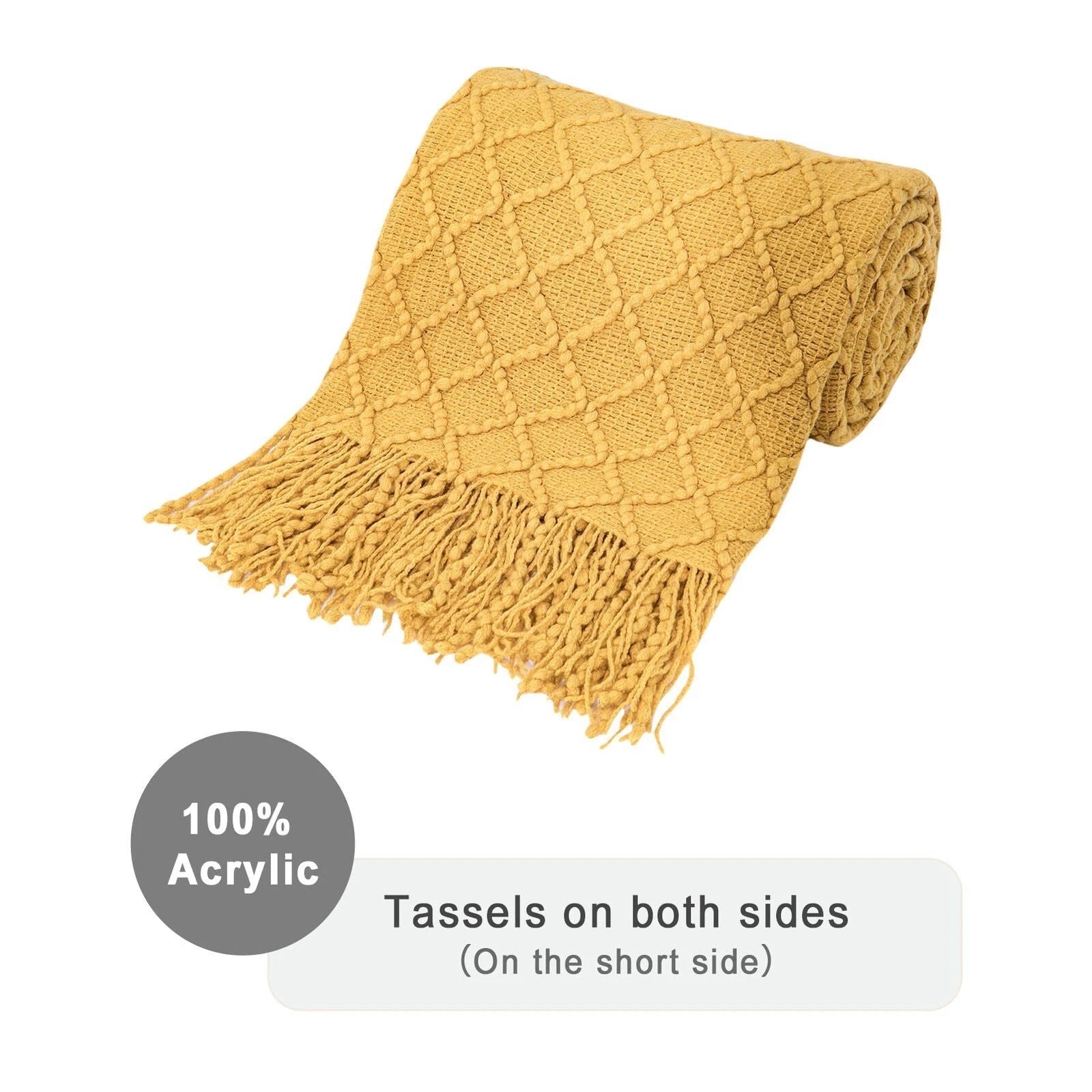 Boho Knit Blanket Throw Tassel Plaid Travel Throw Large Blankets For Sofa Bed Bowlift by Bowlift