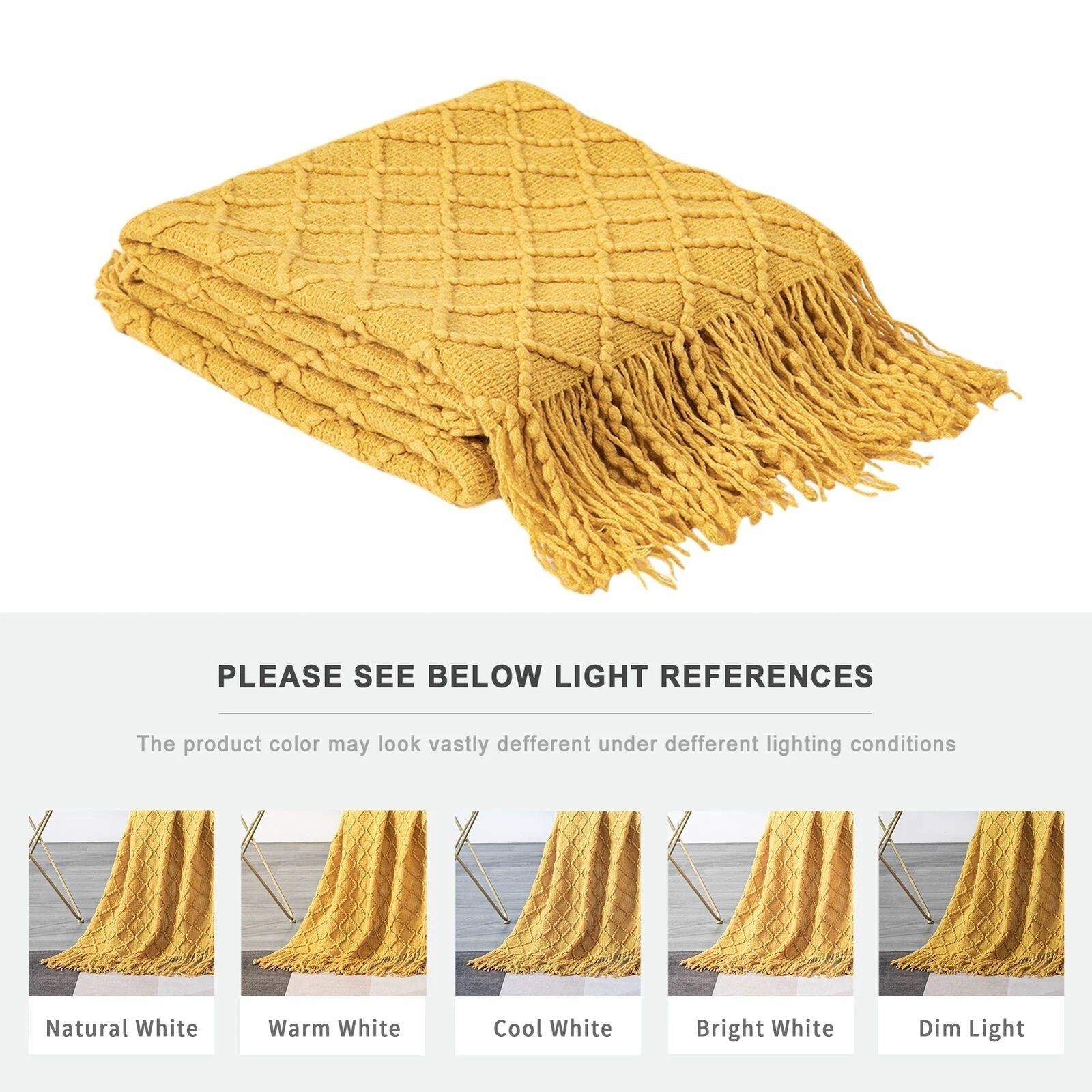 Boho Knit Blanket Throw Tassel Plaid Travel Throw Large Blankets For Sofa Bed Bowlift by Bowlift