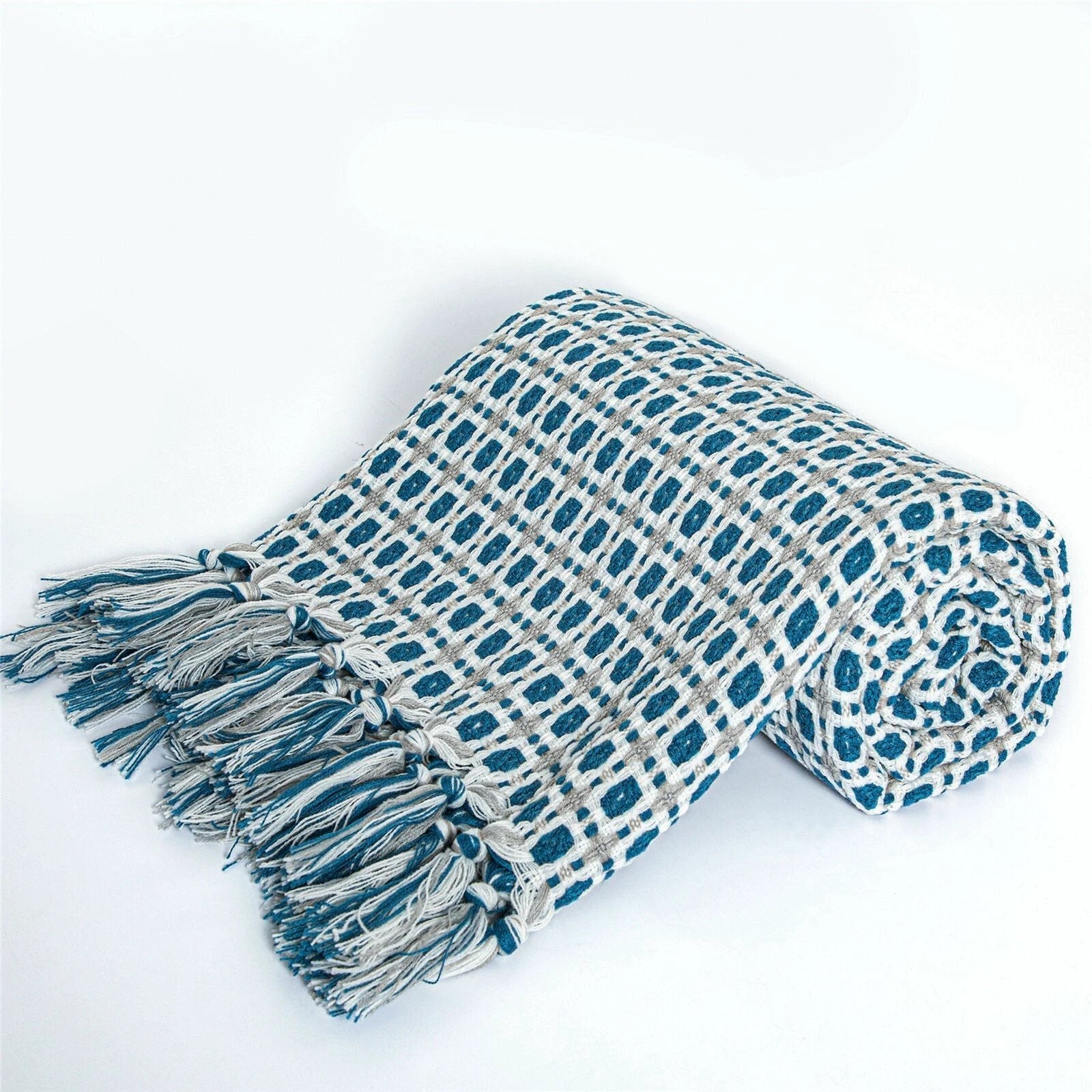 Boho Knit Blanket Throw Tassel Plaid Travel Throw Large Blankets For Sofa Bed Bowlift by Bowlift