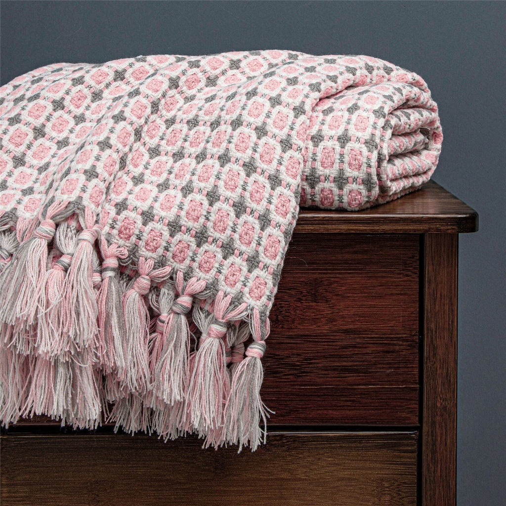 Boho Knit Blanket Throw Tassel Plaid Travel Throw Large Blankets For Sofa Bed Bowlift by Bowlift
