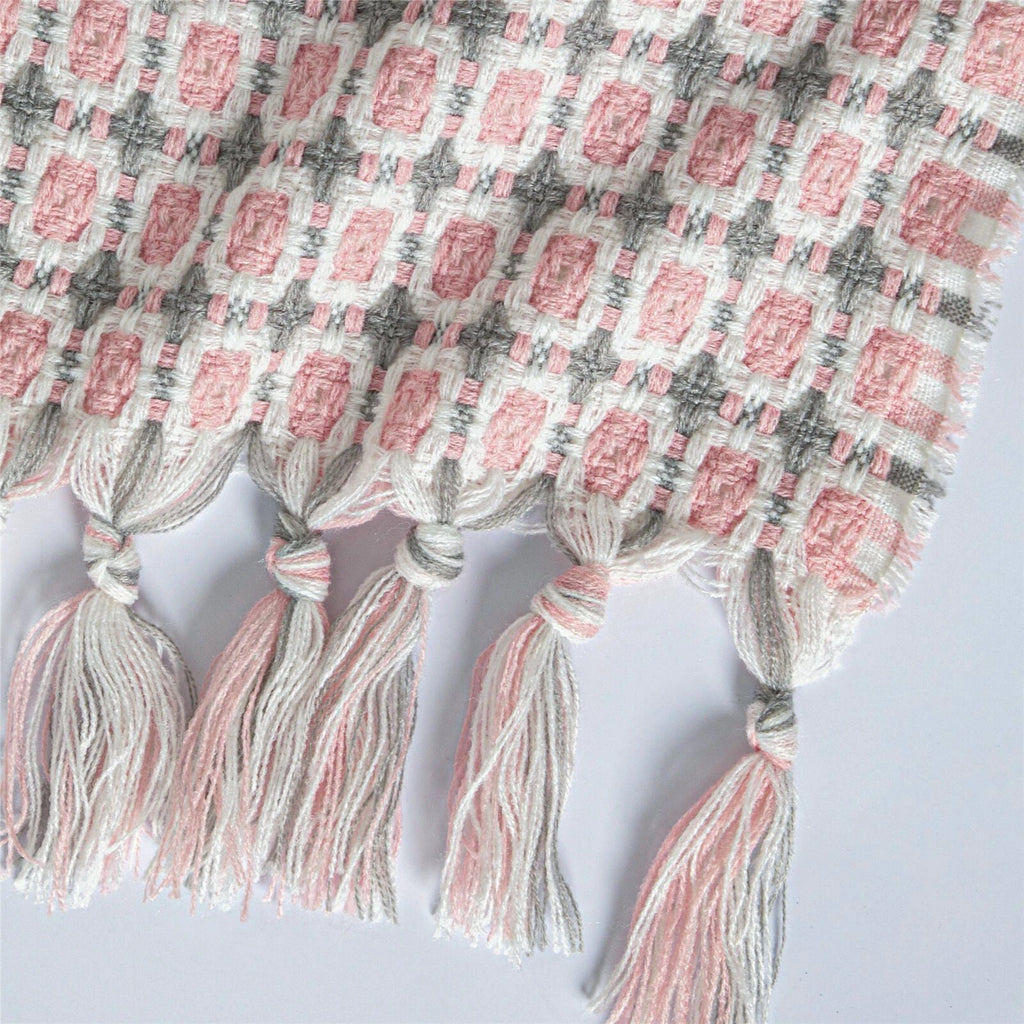 Boho Knit Blanket Throw Tassel Plaid Travel Throw Large Blankets For Sofa Bed Bowlift by Bowlift