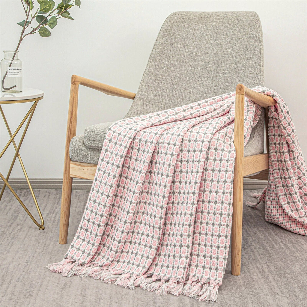 Boho Knit Blanket Throw Tassel Plaid Travel Throw Large Blankets For Sofa Bed Bowlift by Bowlift
