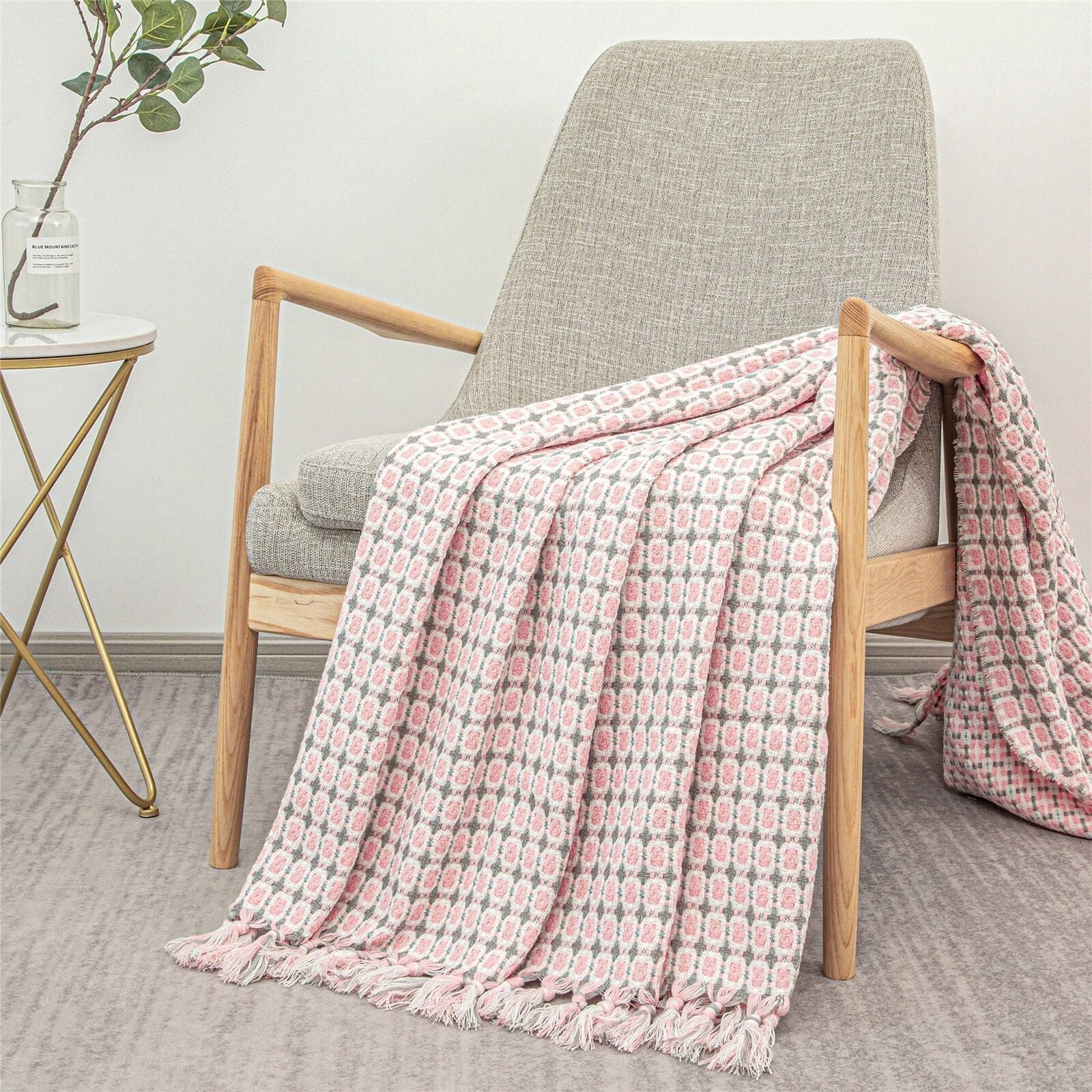 Boho Knit Blanket Throw Tassel Plaid Travel Throw Large Blankets For Sofa Bed Bowlift by Bowlift