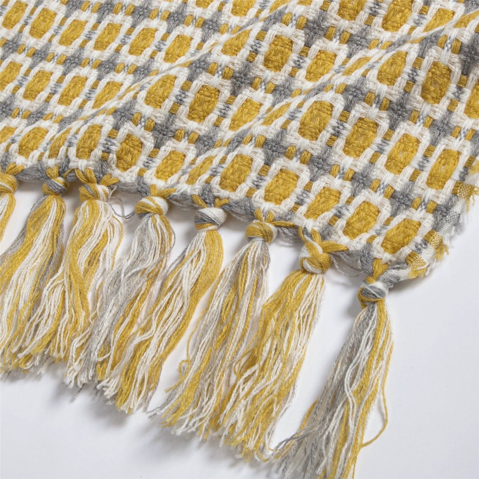 Boho Knit Blanket Throw Tassel Plaid Travel Throw Large Blankets For Sofa Bed Bowlift by Bowlift