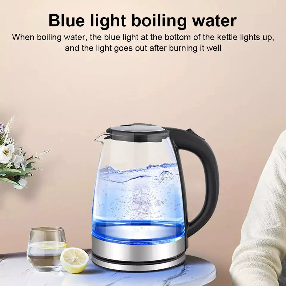 Electric Kettle | 1.8L, 3000W, Rapid Boil, Auto Shut-Off & Borosilicate Glass for Tea, Coffee & Instant Meals by BowLift