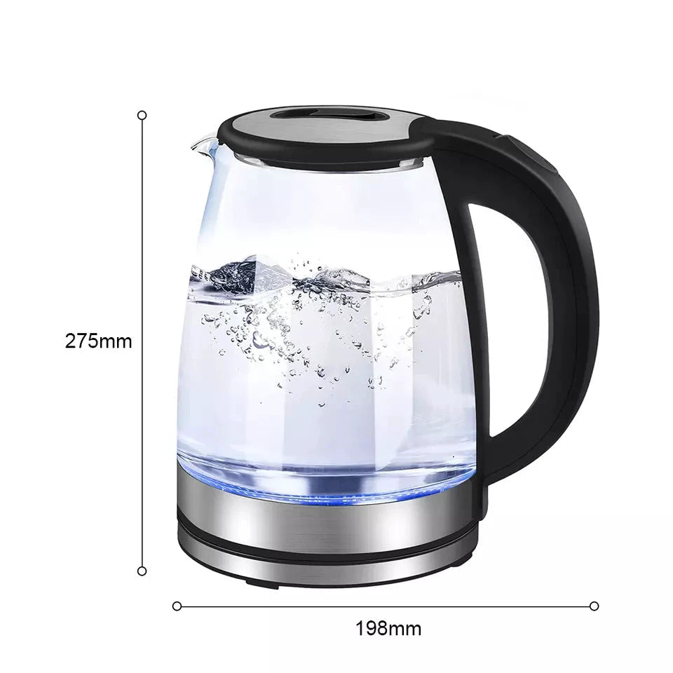 Electric Kettle | 1.8L, 3000W, Rapid Boil, Auto Shut-Off & Borosilicate Glass for Tea, Coffee & Instant Meals by BowLift