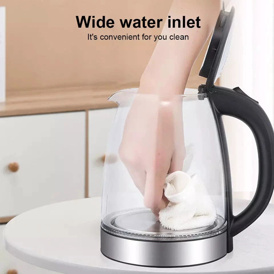 Electric Kettle | 1.8L, 3000W, Rapid Boil, Auto Shut-Off & Borosilicate Glass for Tea, Coffee & Instant Meals by BowLift