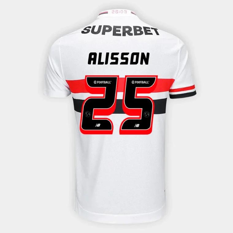 Sao Paulo FC ALISSON 25 Home 2025-26 Jersey – White by Soccer Jersey
