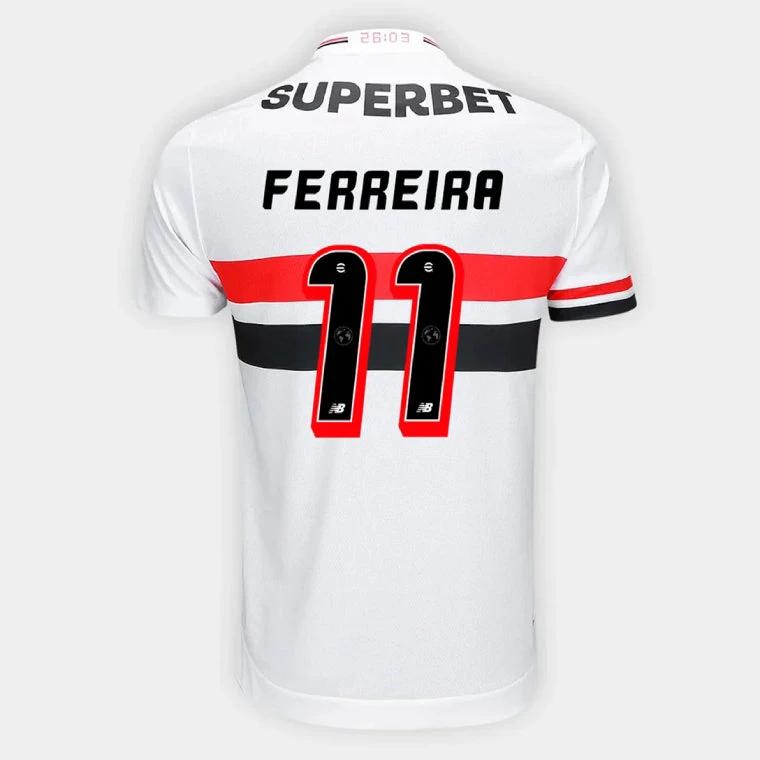 Sao Paulo FC FERREIRA 11 Home 2025-26 Jersey – White by Soccer Jersey