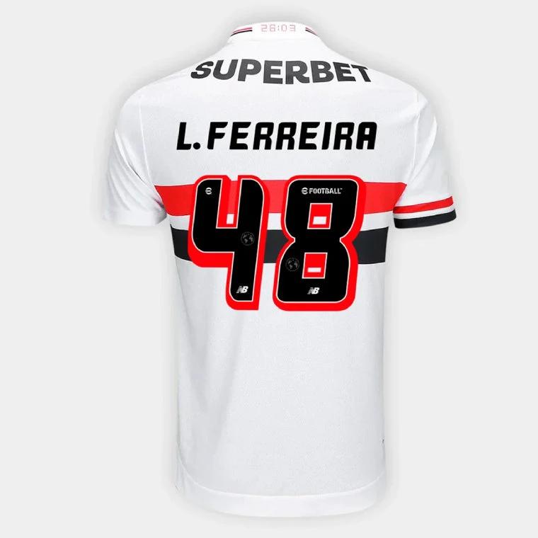 Sao Paulo FC L. FERREIRA 48 Home 2025-26 Jersey – White by Soccer Jersey