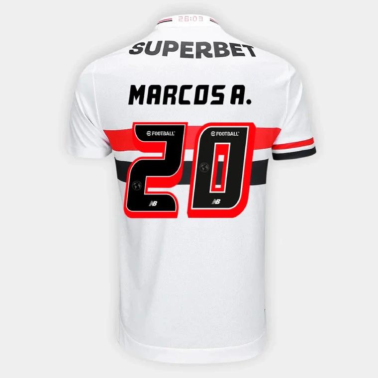 Sao Paulo FC MARCOS A. 20 Home 2025-26 Jersey – White by Soccer Jersey