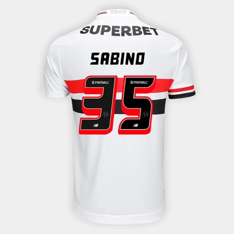Sao Paulo FC SABINO 35 Home 2025-26 Jersey – White by Soccer Jersey