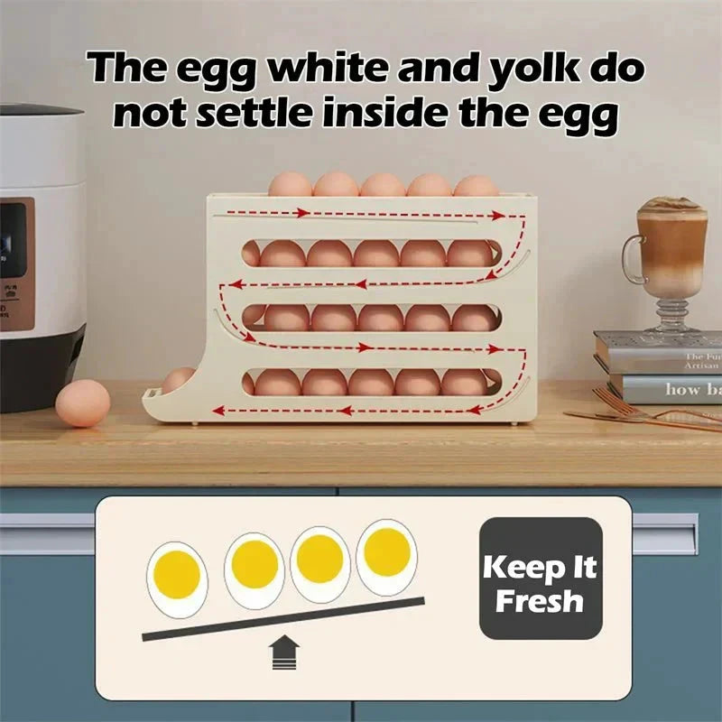 Scrolling Egg Rack Holder Space Saving Egg Storage Case by Bowlift