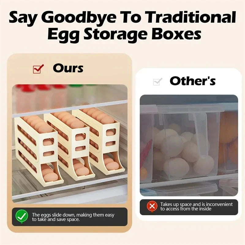 Scrolling Egg Rack Holder Space Saving Egg Storage Case by Bowlift