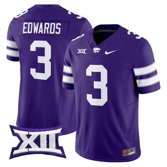 Dylan Edwards Jersey #3 Kansas State Wildcats 2025 Limited Stitched Purple by My Store