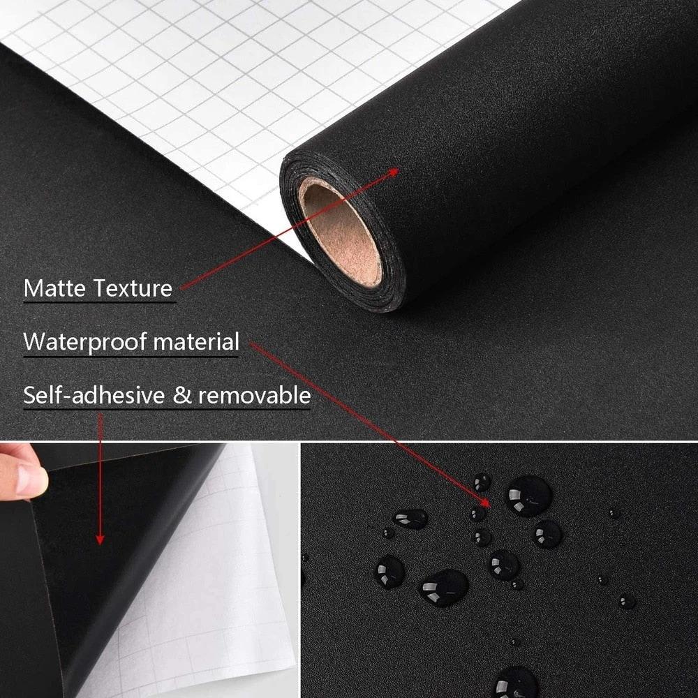 Self-adhesive Film Black Thickened Kitchen Cabinet Sticker Matt by Bowlift