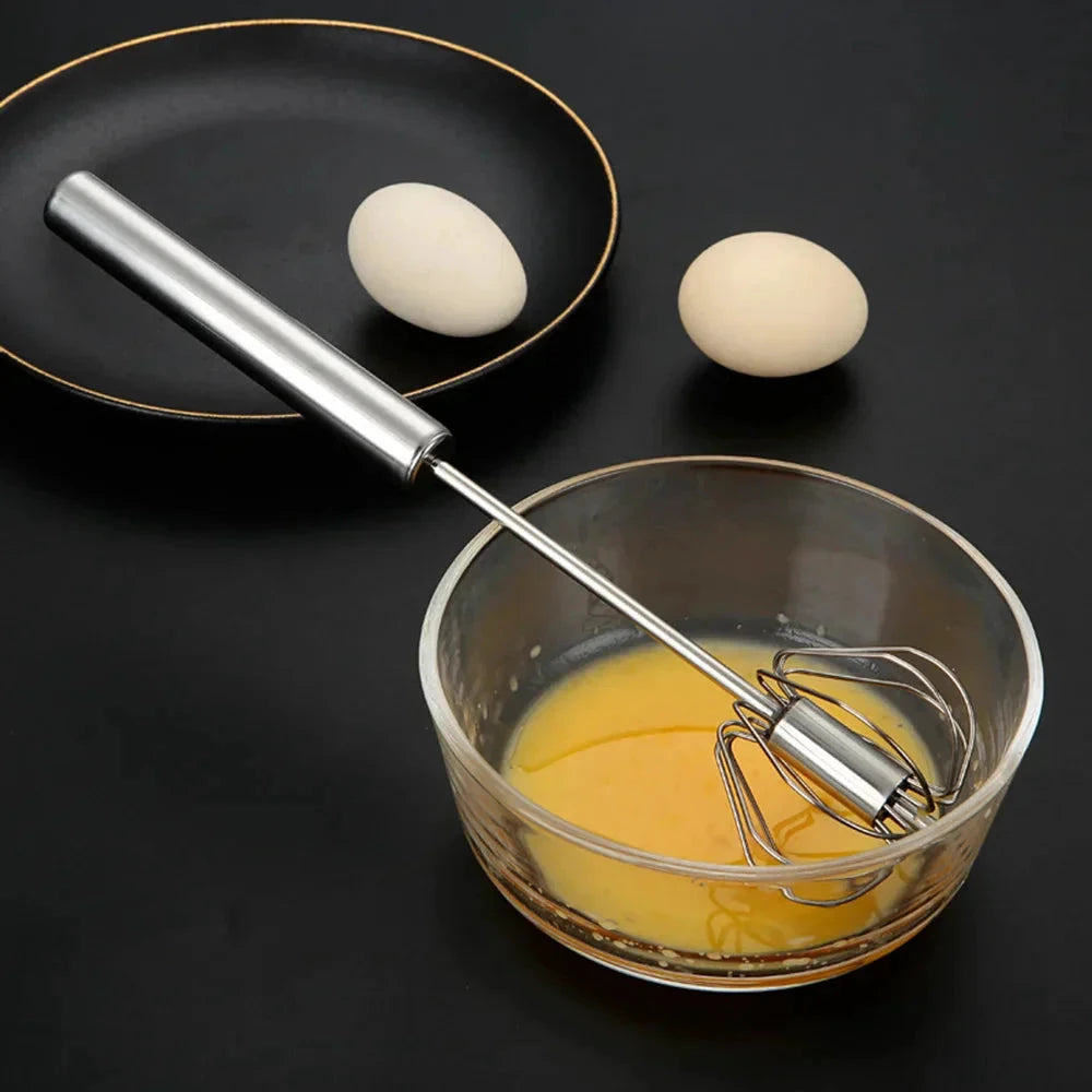 Semi-automatic Egg Beater Stainless Steel Whisk Press Type Egg Beater by Bowlift