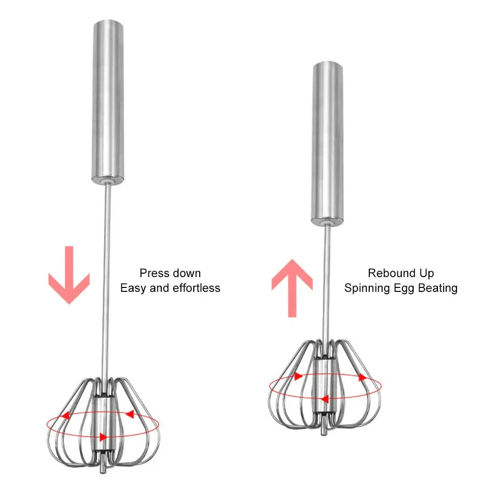 Semi-automatic Egg Beater Stainless Steel Whisk Press Type Egg Beater by Bowlift