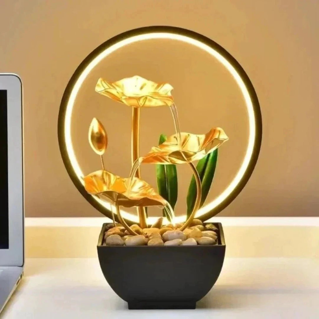 TranquiliGlow - Illuminated Lotus Water Fountain Table Decoration Bowlift by Bowlift