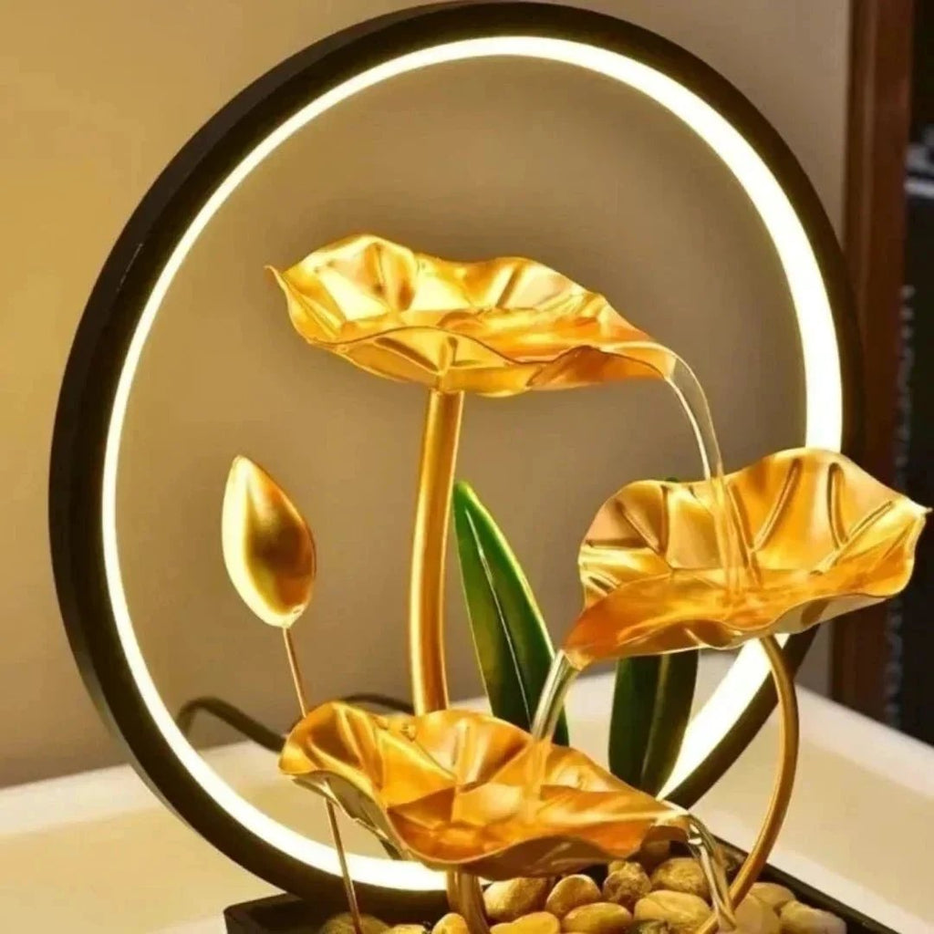TranquiliGlow - Illuminated Lotus Water Fountain Table Decoration Bowlift by Bowlift