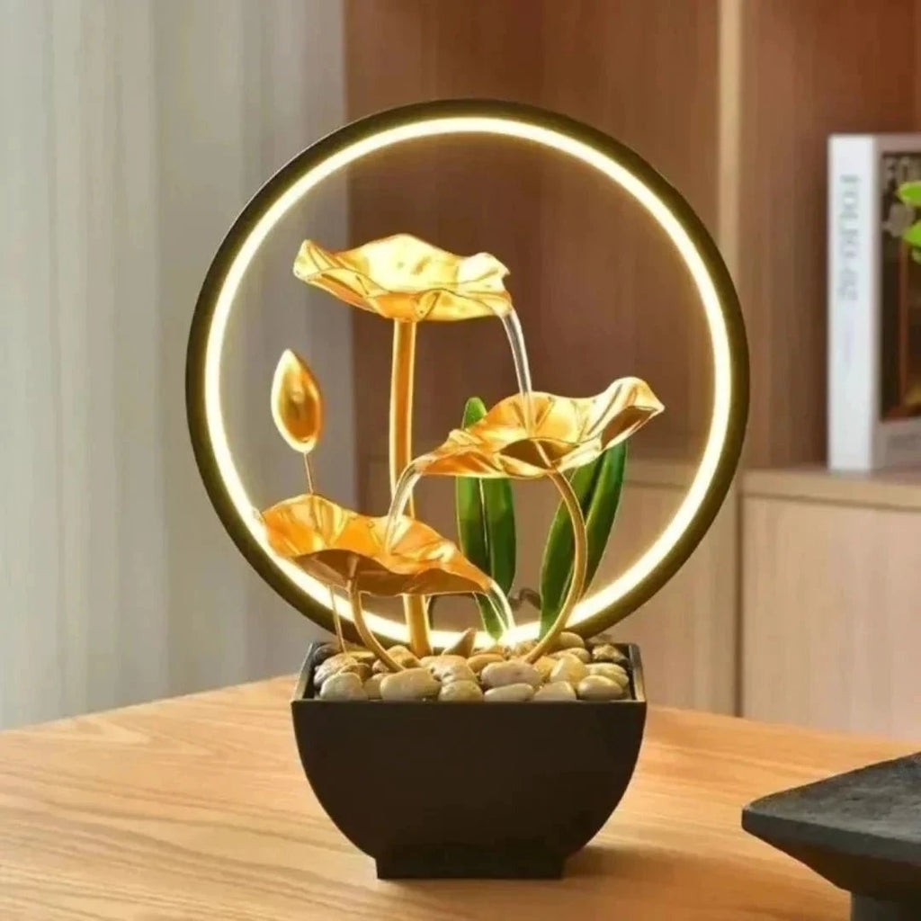 TranquiliGlow - Illuminated Lotus Water Fountain Table Decoration Bowlift by Bowlift