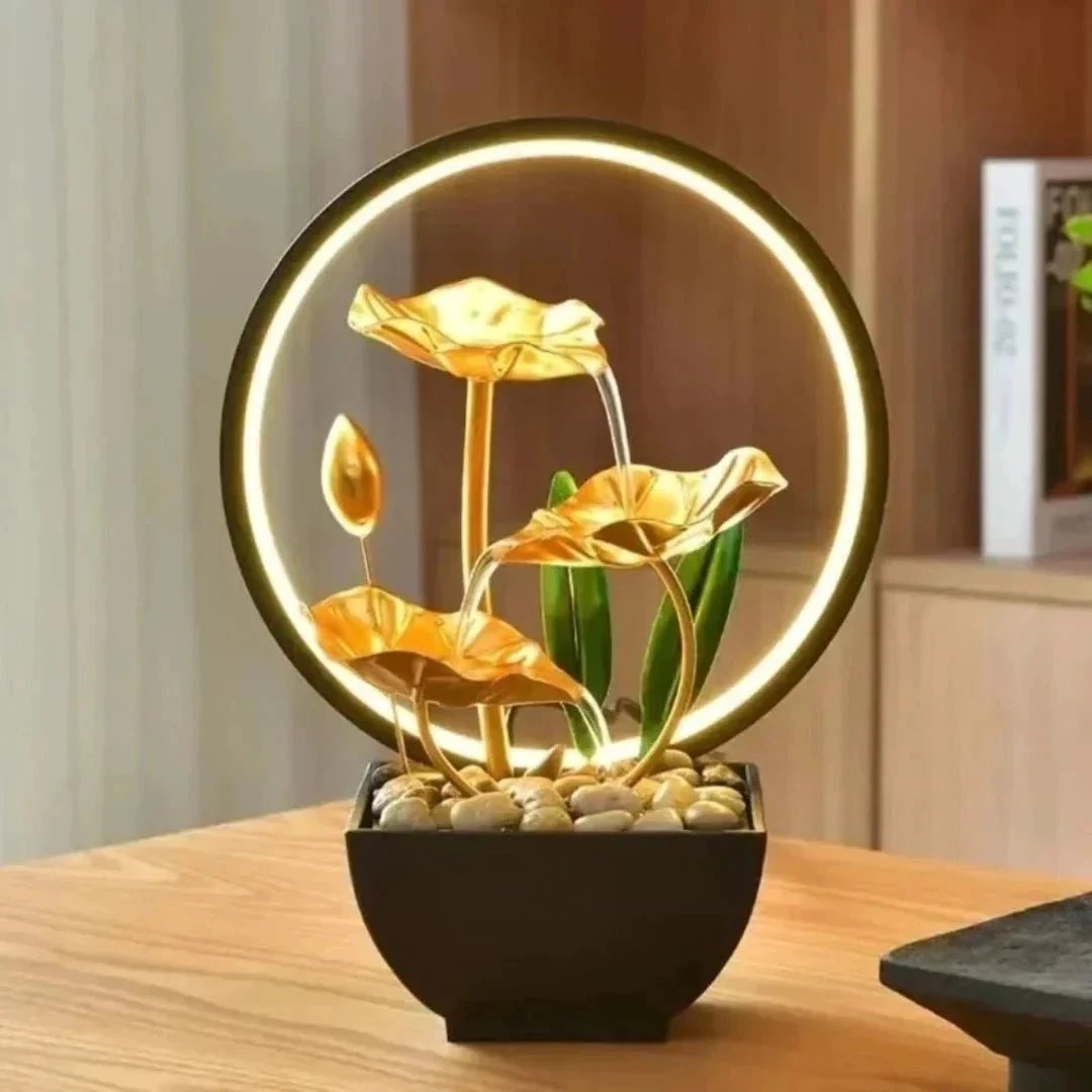 TranquiliGlow - Illuminated Lotus Water Fountain Table Decoration Bowlift by Bowlift