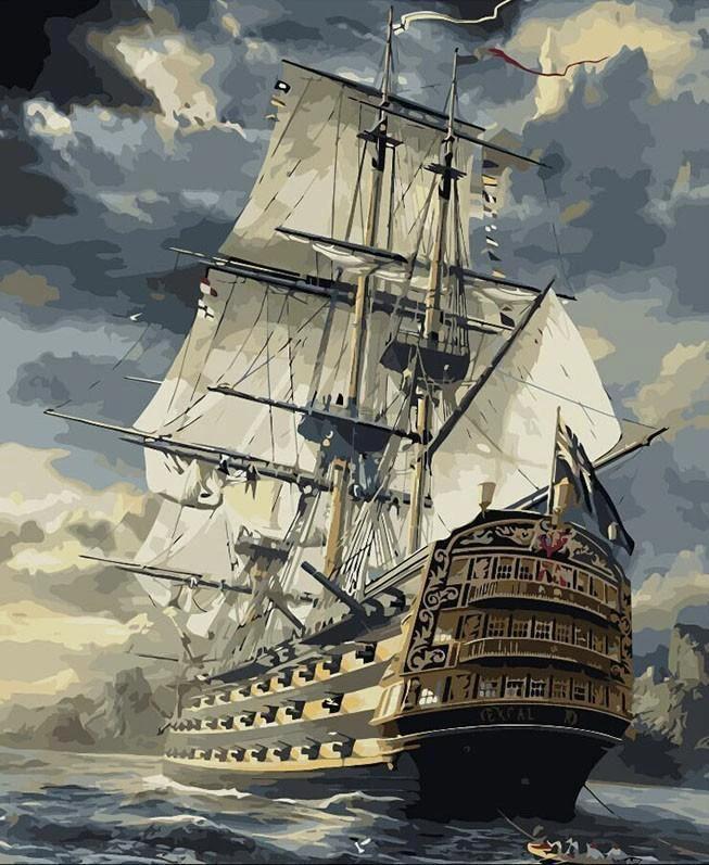 Ship at Sea - Van-Go Paint-By-Number Kit by Bowlift