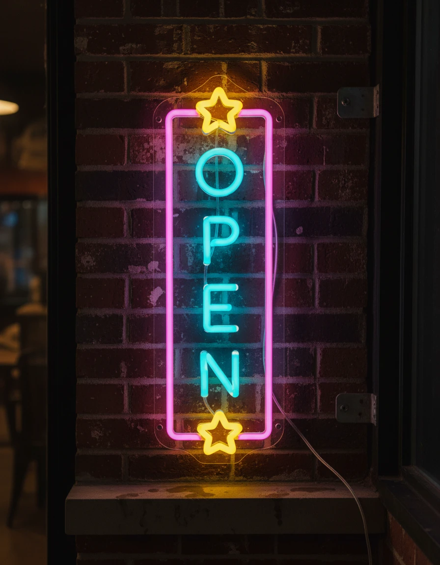 Vertical Open Led Neon Sign Business Shop Decor Sign by Neonchics