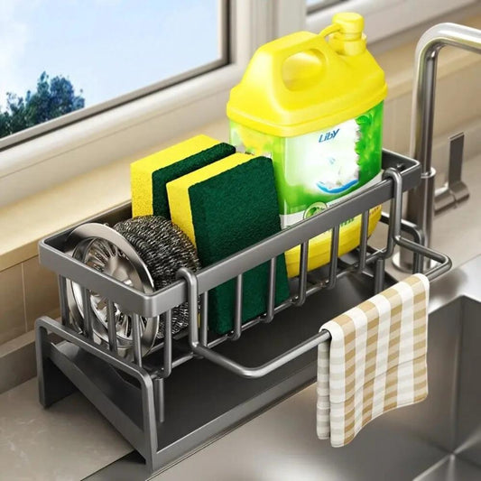 All-in-One Sponge Soap Cloth Self-Draining Rack by Casa & Beyond