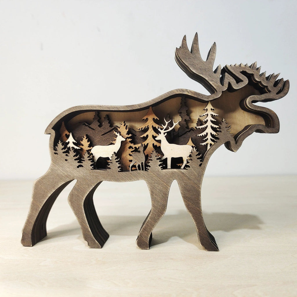 Holiday Gift Wooden Animal Carved Lamp Ornament by BowLift